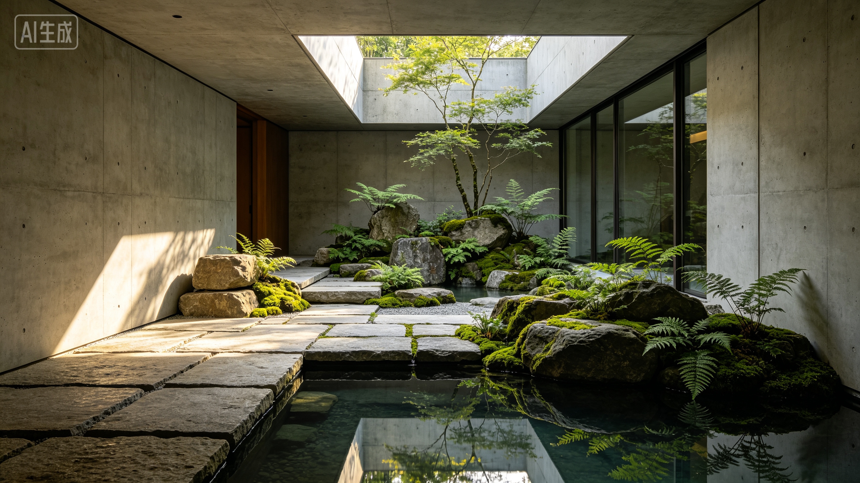 合野造景概念案例中的建筑庭院